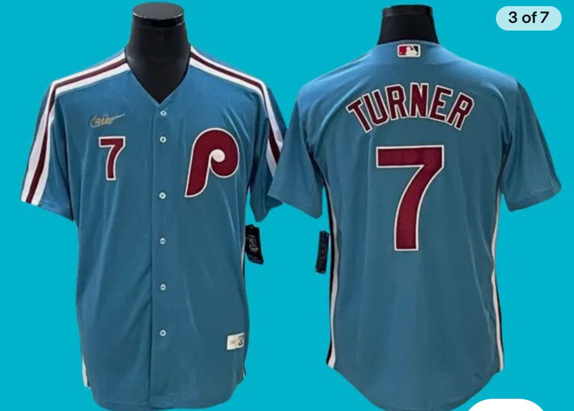 2024 MLB Men Philadelphia Phillies 7 Turner Nike light blue Home Limited Player Jersey